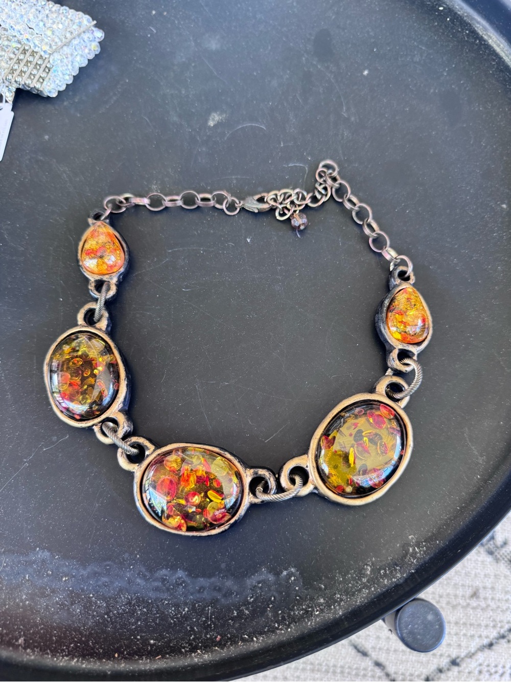 Artisan Multicolor Resin Cabochon Link Bracelet - Unbranded